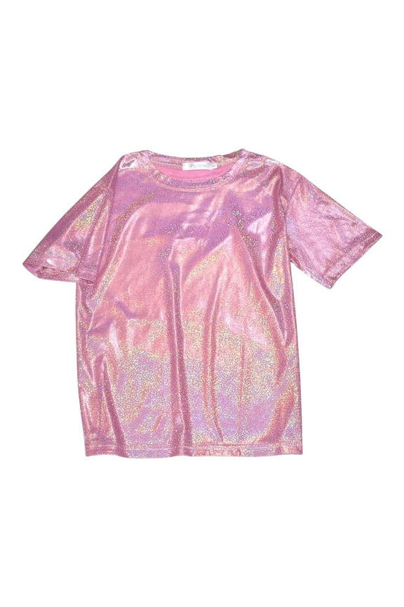 Womens Tshirts Crew Neck Short Sleeve Shiny T-Shirts Regular Party Carnival Rave Summer Lightweight Fashion Tee