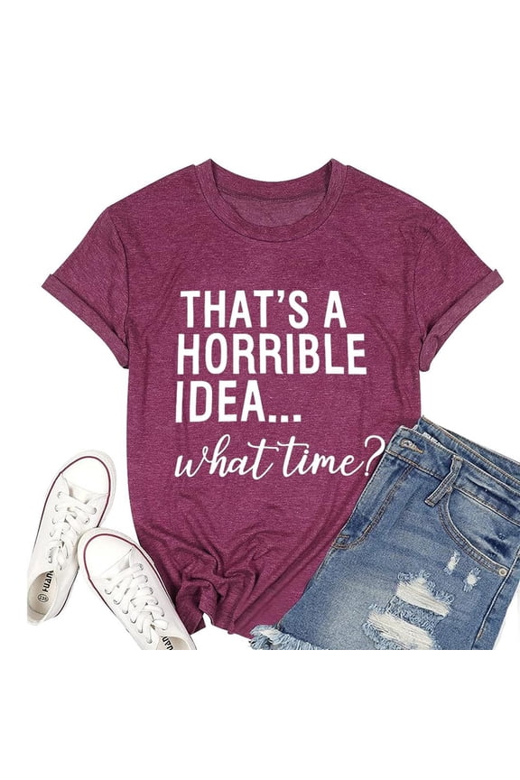 Womens Tshirts Crewneck Short Sleeve Funny Slogan Graphic T-Shirts Soft Relaxed Fit Summer Cozy Daily Lady Tees