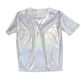 thumbnail image 1 of Yuanlong Womens Tshirts Sparkle Shimmer Crew Neck Short Sleeve Tees Lightweight Summer Casual Daily Basic Layering Top, 1 of 3