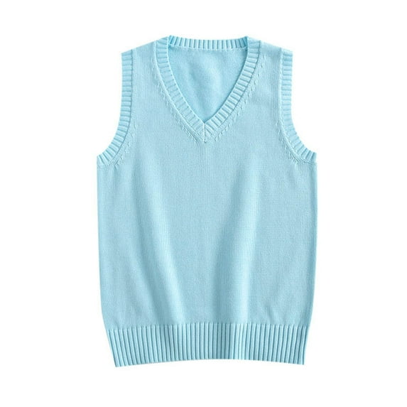 Yuanlong Womens Vests Sweaters Casual V-neck Sleeveless Ribbed Hem Plain Sweater Vest preppy style Casual warm Knitwear Top