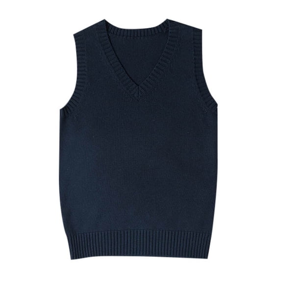 Yuanlong Womens Vests Sweaters Casual V-neck Sleeveless Ribbed Hem Plain Sweater Vest preppy style Casual warm Knitwear Top