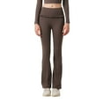 thumbnail image 1 of Yuanlong Womens Yoga Pants Ruffled Waistband Solid High Waist Flared Leggings Stretchy Athletic Bottoms Comfortable Pant, 1 of 3