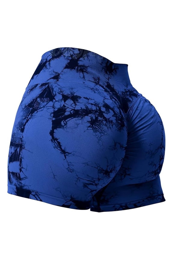 Womens Yoga Shorts High Waisted Seamless Tie Dye Peach Lift Shorts Gym Workouts Activewear Sports Tights Pants