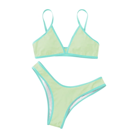 Yuanlook 2 Piece Bikini for Women,Deep V Neck Popular Swimsuit Triangle Summer Beach Swim Bathing Suits,Green,S