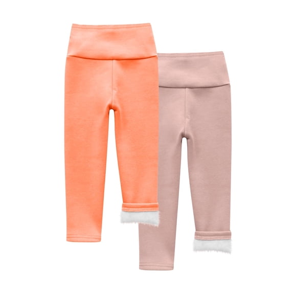 Yuanlook 2PC Kids Pants For Kids Toddler Baby Boys Girls High Waist Stretch Fleece Lined Leggings Thermal Warm Long Pants