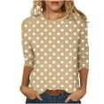 thumbnail image 1 of Yuanlook 3/4 Length Sleeve Women Tops Crew Neck Blouses Dressy Casual Summer T Shirts Loose Fit Business Work Clothes - Yellow - S, 1 of 6