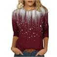 thumbnail image 1 of Yuanlook 3/4 Sleeve Shirts for Women Business Casual Tops Fall Fashion Clothes Plus Size Outfits - Wine - S, 1 of 9