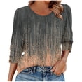 thumbnail image 1 of Yuanlook 3/4 Sleeve Shirts for Women Spring Striped Crewneck Business Casual Tops Loose Three Quarter Length Work Blouses - Gray - XXL, 1 of 7