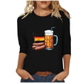 thumbnail image 1 of Yuanlook 3/4 Sleeve Tops for Women Round Neck Dressy Basics Tees Casual Trendy Loose Fit T Shirts - Black - M, 1 of 5