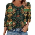 thumbnail image 1 of Yuanlook 3/4 Sleeve Tops for Womens Casual Round Neck Shirts Business Work Blouses Trendy Dressy Tunic Top - Multicolor - S, 1 of 7