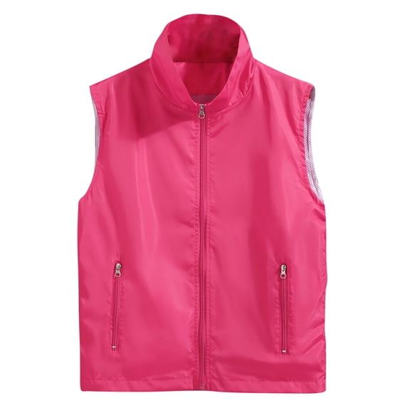 Yuanlook Basic Lightweight Woven Sleeveless Zip Vest, Stand Collar Dual Zipper Pockets Versatile All Match Event Outdoor Waistcoat M-4XL