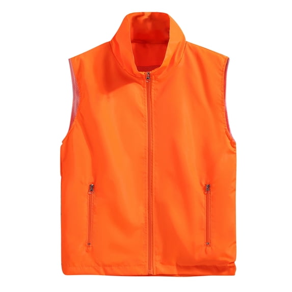 Yuanlook Basic Lightweight Woven Sleeveless Zip Vest, Stand Collar Dual Zipper Pockets Versatile All Match Event Outdoor Waistcoat M-4XL