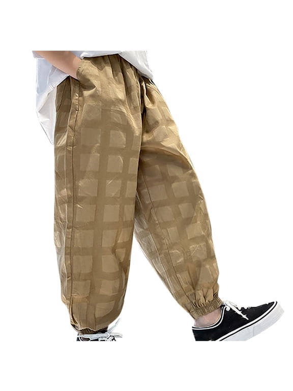 Boys Kids Loose Fit Cargo Pants Elastic Cuff Workwear Style Casual Wear with Pockets 8-13T