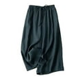 thumbnail image 1 of Yuanlook Capri Cropped Pants Loose Fit Wide Leg Casual Plus Size Elastic Waist Trousers - Army Green - L, 1 of 6