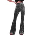 thumbnail image 1 of Yuanlook Flare Leggings for Women,Velvet High Waisted Flare Leg Palazzo Casual Comfy Long Trousers - Gray - XXL, 1 of 7