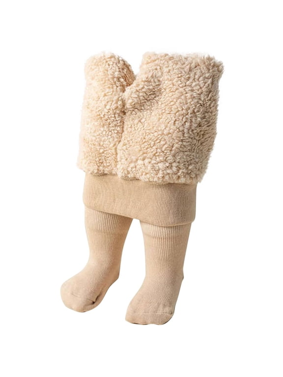 Girls Kids Fleece Lined Footed Tights Thick Warm Solid Color Leggings Winter Bottom 6M-8T
