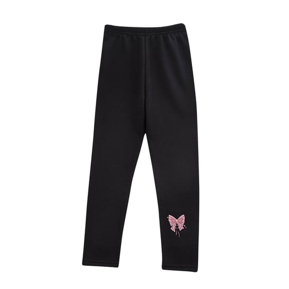 Yuanlook Girls Long Pants Butterfly Embroidery Soft Stretch Warm Age 1-9T