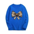 thumbnail image 1 of Yuanlook Kids Long Sleeve T-Shirt Leopard Print Bow Graphic Crewneck Casual Pullover Top For Boys Girls, 1 of 4