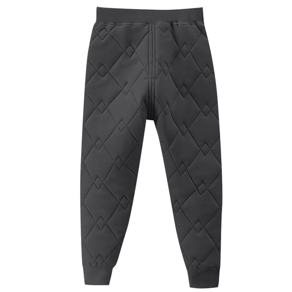 Yuanlook Boys Girls Winter Insulated Quilted Cotton Pants Diamond Grid Design Elastic Waist Cuffed Hem 2-15T