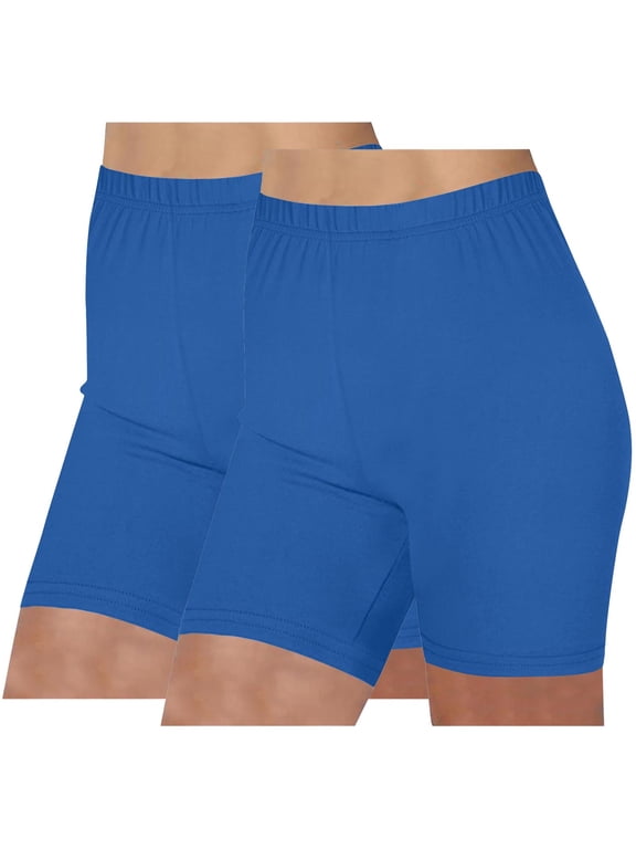 Ladies 2 Pack Non-See Through Bike Shorts Comfortable Layering Bottoms Size S-XXL