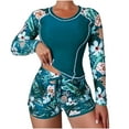 thumbnail image 1 of Yuanlook Long Sleeve Rash Guard Swimsuit for Women Two Piece Bathing Suit with Boyshorts Swimming Suits for Women,Army Green,S, 1 of 4