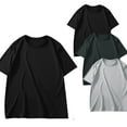 thumbnail image 1 of Yuanlook Men's 3 Pack Solid Crew Neck Short Sleeve Tees, Soft Smooth Curved Hem All-Match Daily Casual Shirts,Black,Dark Gray,Gray, 1 of 8