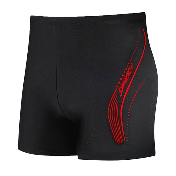 Yuanlook Men's Athletic Swim Trunks Quick Dry Boxer Briefs Stripe Print Swim Shorts