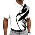 thumbnail image 1 of Yuanlook Men's Contrast Cuff Shiny Stream Athlete Collared Short Sleeve Shirt, Stretch Comfort Performance Tee for Training & Street Style Matching S-5XL, 1 of 5