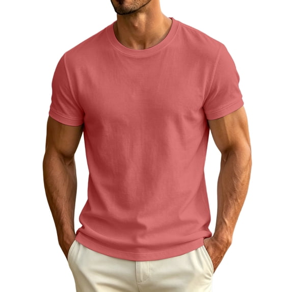 Yuanlook Men's Crew Neck Short Sleeve Solid T-Shirt, Slim Muscle Fit Daily Basic Casual Top XXS-XXL