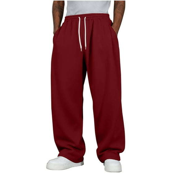 Yuanlook Men's Drawstring Baggy Sweatpants Wide Leg Lounge Pants Stretch Soft Breathable Casual Sweat Pants for Men with Pockets S-XXL