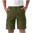 thumbnail image 1 of Yuanlook Men's Everyday Knee-Length Shorts, Elastic Waist Cargo Shorts with Pockets, 1 of 5