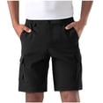 thumbnail image 1 of Yuanlook Men's Everyday Knee-Length Shorts, Elastic Waist Cargo Shorts with Pockets, 1 of 5
