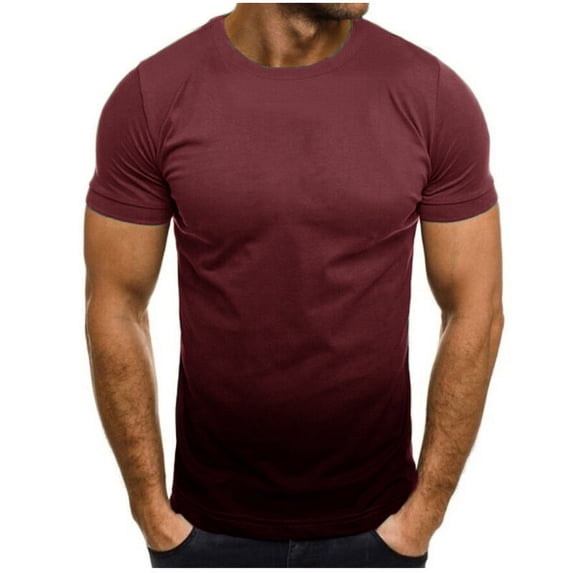 Yuanlook Men's Gradient Color Block Crew Neck T-Shirt, Streetwear Versatile Daily Fashion Short Sleeve Top, S-XXXXL