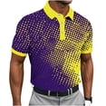 thumbnail image 1 of Yuanlook Men's Gradient Dot Block Collar Short Sleeve Collared Top, Quick Dry Athletic Shirt for Golf Field Training & Daily Casual Matching S-5XL, 1 of 5
