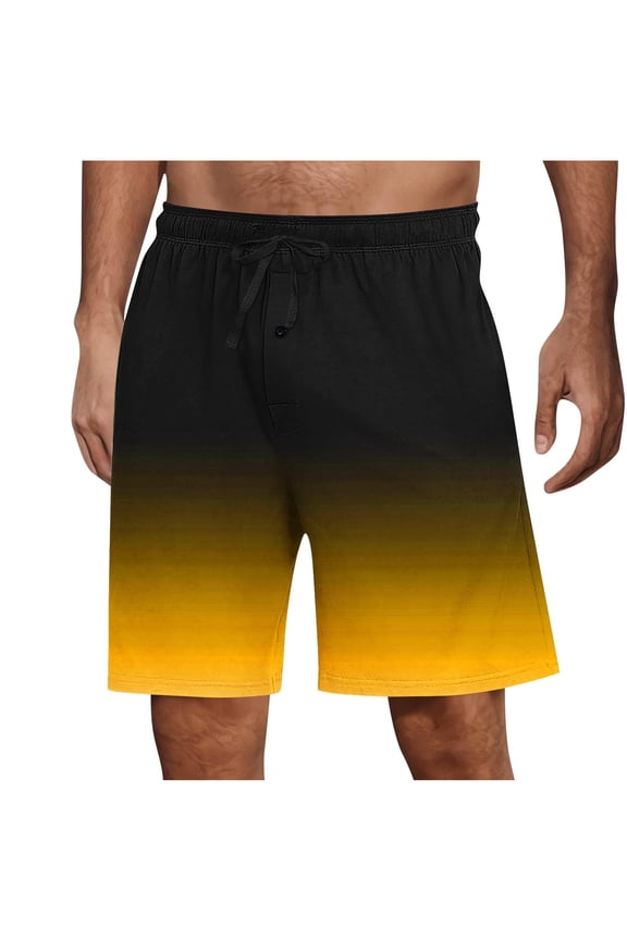 Men's Gradient Lounge Shorts, Drawstring Elastic Waist Sleep Shorts with Fly, S-3XL