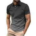 thumbnail image 1 of Yuanlook Men's Minimal Vertical Gradient Two Button Collared Short Sleeve Shirt, Classic Lapel All Match Travel Leisure Blouse S-XXXXL, 1 of 7