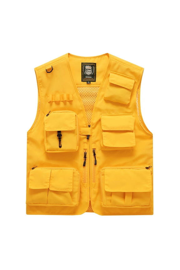 Men's Multi-Pocket Outdoor Utility Vest, Breathable Mesh Back Sleeveless Jacket for Fishing, Hiking & Photography, XXS-XXXL