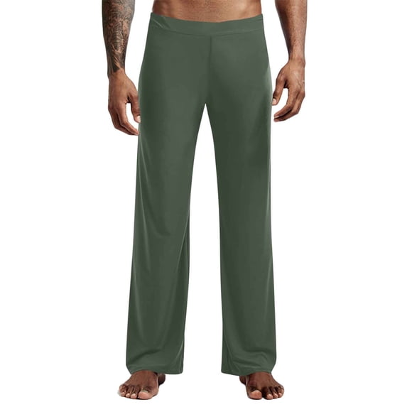 Yuanlook Men's Solid Wide Leg Sleep Pants Elastic Waist Stretch Loungewear Nightwear Size S-XXXL