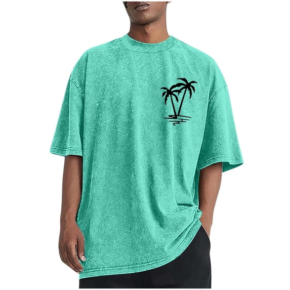 Yuanlook Men's Vintage Washed Cotton T-Shirt with Minimalist Spider Web Graphic, Breathable Loose-Fit Short Sleeve Top for Street Fashion & Casual Outings, S-5XL