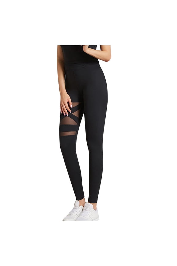 Mesh Leggings Pants for Women Tummy Control Yoga Leggings Workout Running Capris High Waist Leggings