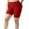 thumbnail image 1 of Yuanlook Plus Size Solid Color Bike Shorts, Women's High Waist Stretchy Biker Shorts for Running & Gym, L-5X, 1 of 8
