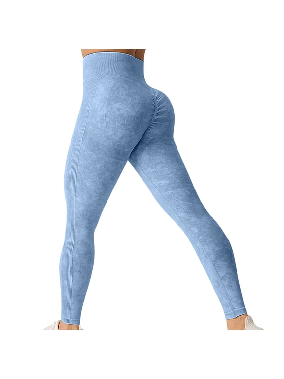 Scrunch Butt Lifting Workout Leggings for Women,High Waisted Yoga Pants Tummy Control Gym Booty Tights - Sky Blue - M