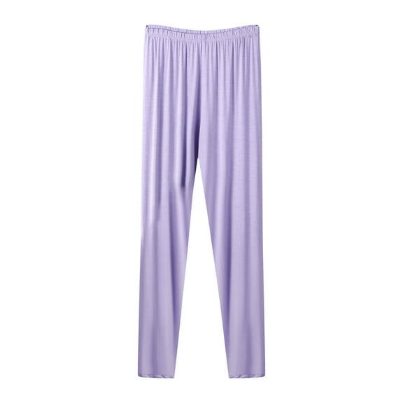 Yuanlook Soft Leggings for Women,Solid Color Stretch Slim Yoga Leggings Full Length Leggings Pants - Purple - XXXL