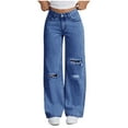 thumbnail image 1 of Yuanlook Straight Leg Jeans for Women,High Waisted Wide Leg Loose Baggy Denim Pants Stretchy Loose Jeans with Pocket, 1 of 5