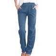 thumbnail image 1 of Yuanlook Straight Leg Jeans for Women Stretchy Pull on Sweatpants Tummy Control High Waisted Denim Pants S-3XL, 1 of 9