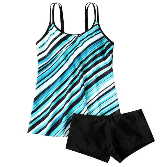 Yuanlook Tankini Swimsuits for Women Tummy Control Two Piece Bathing Suits Flower Printed Swimwear for Summer Beach,Green,M