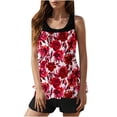 thumbnail image 1 of Yuanlook Tankini Swimwear Tummy Control Two Piece Bathing Suits Floral Flowy Summer Swimsuits - Red - S, 1 of 8