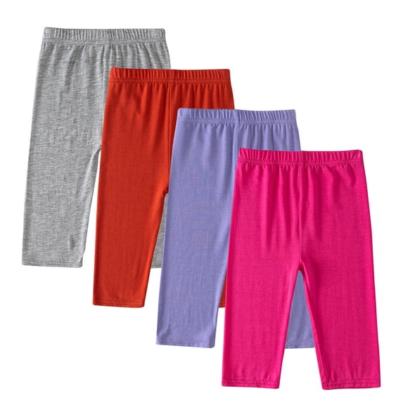Yuanlook Toddler Big Girls 4 Pack Summer Capri Pants Soft Stretchy Tights Elastic Waist Active Wear Leggings Age 2-13T