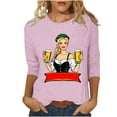 thumbnail image 1 of Yuanlook Tops for Women 3/4 Sleeve Crewneck Cute Basics Tees Casual Fashion Summer T Shirts Business Work Tee Blouses - Pink - XXXXXL, 1 of 5