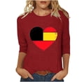 thumbnail image 1 of Yuanlook Tops for Women,3/4 Sleeve Crewneck Cute Basics Tees Casual Fashion Summer T Shirts Business Work Tee Top - Red - L, 1 of 5